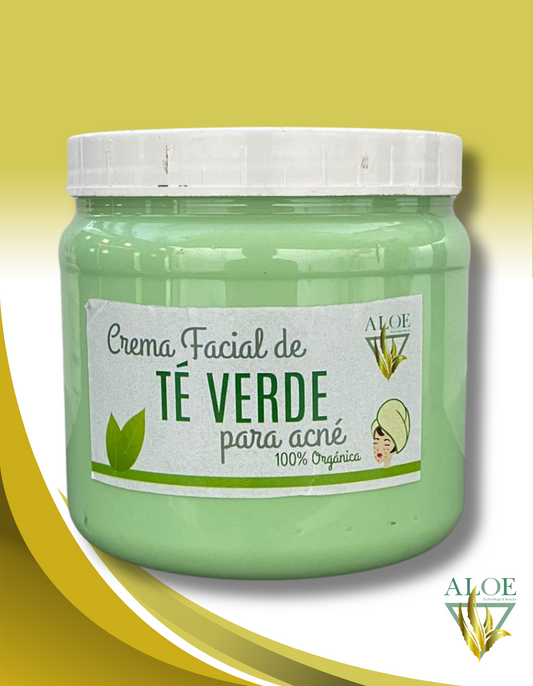 Crema facial de té verde para acné y cicatrices